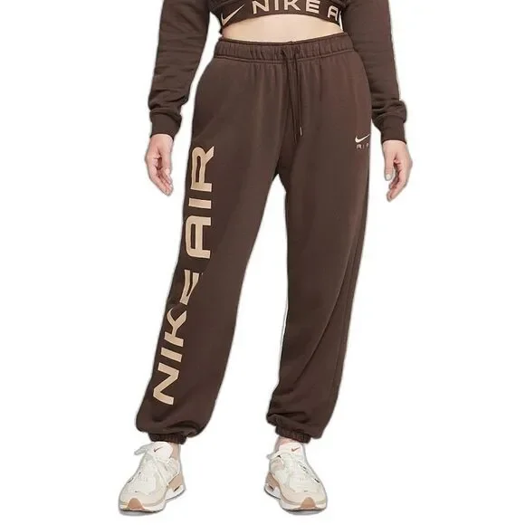 Nike Air Max High-Waisted Joggers Women's L Brown Beige Fleece New LE FB8051-237 - Picture 16 of 16